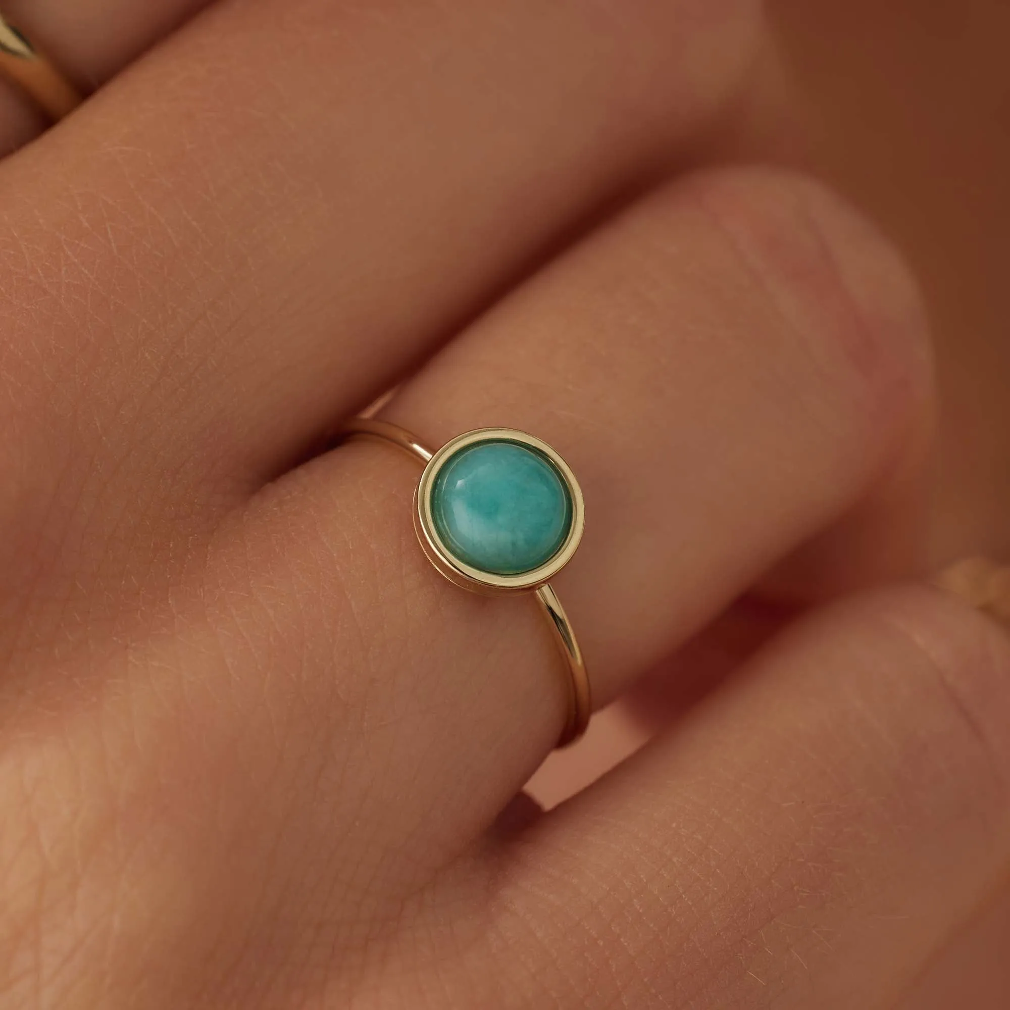 Belleville Emmalyn 14 karaat gouden ring met amazoniet edelsteen