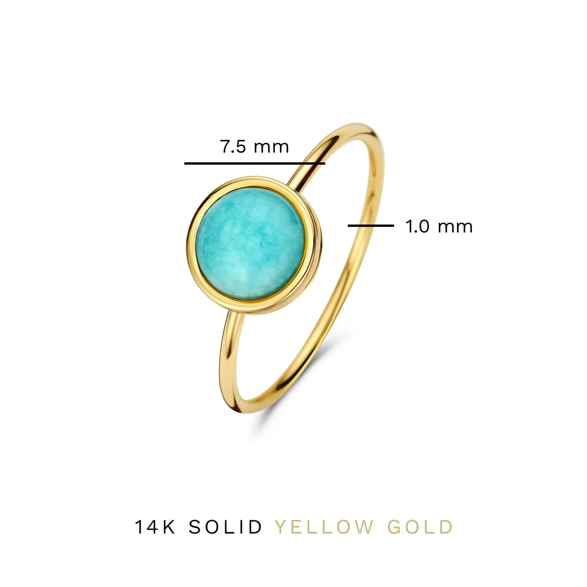 Belleville Emmalyn 14 karaat gouden ring met amazoniet edelsteen