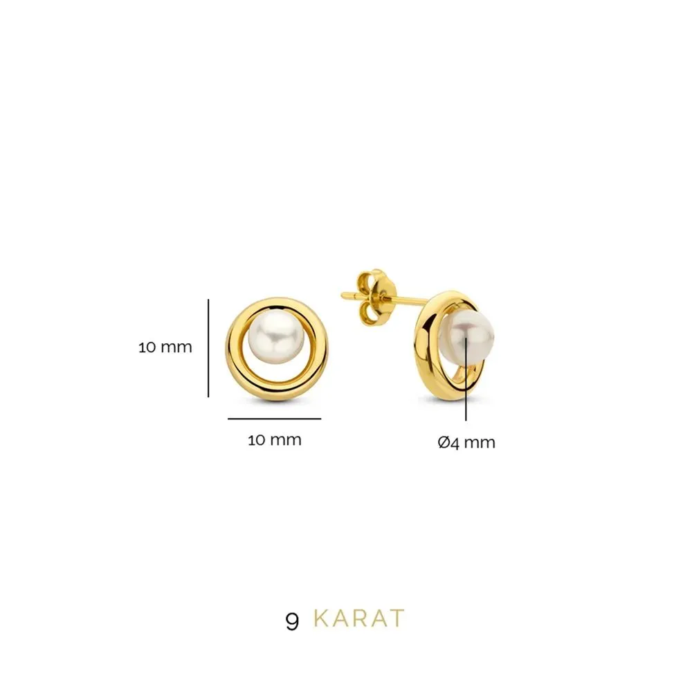 Beloro Jewels Monte Napoleone Perla 9 Karaat Oorknoppen