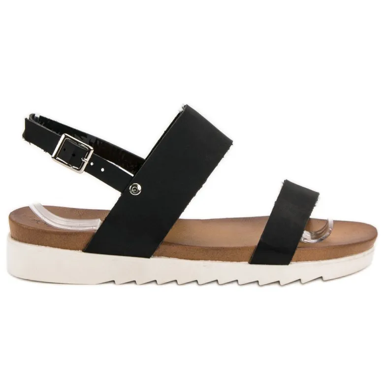 Best Shoes Zwarte platte sandalen