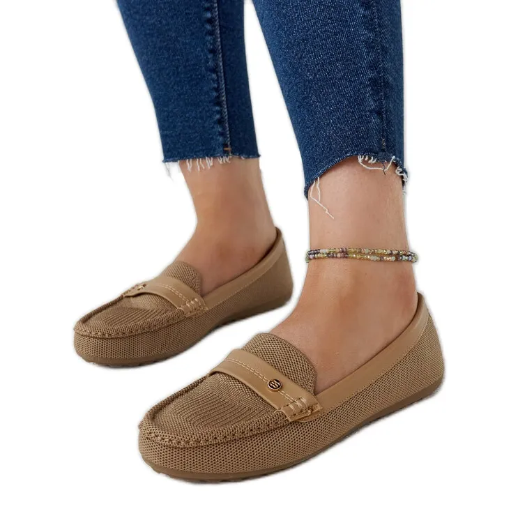 Bruine stoffen loafers van Fombio
