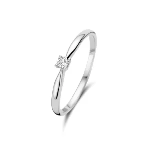 De la Paix Céline 14 karaat witgouden ring met diamant 0.05 karaat