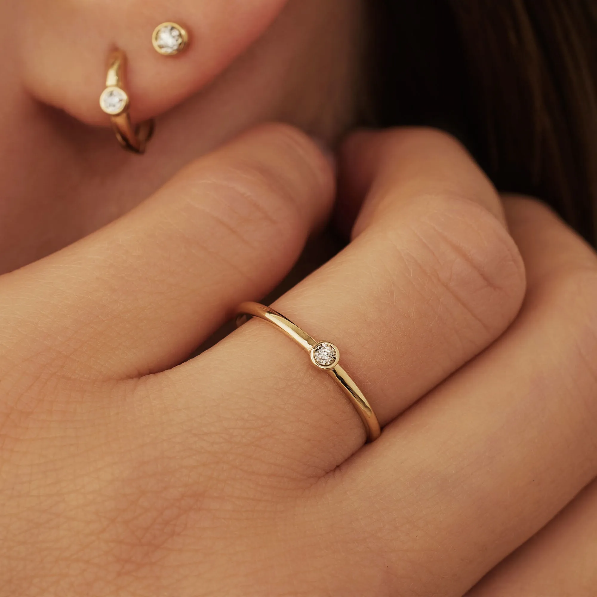 De la Paix Inaya 14 karaat gouden ring met diamant 0.01 karaat