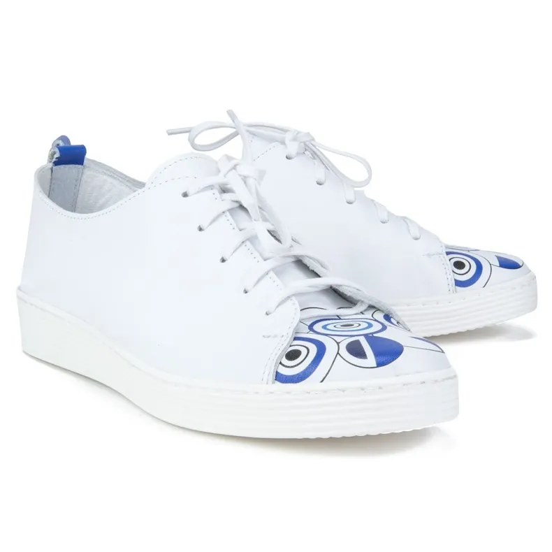 Filippo 10102 Zara witte schoenen + blauwe print