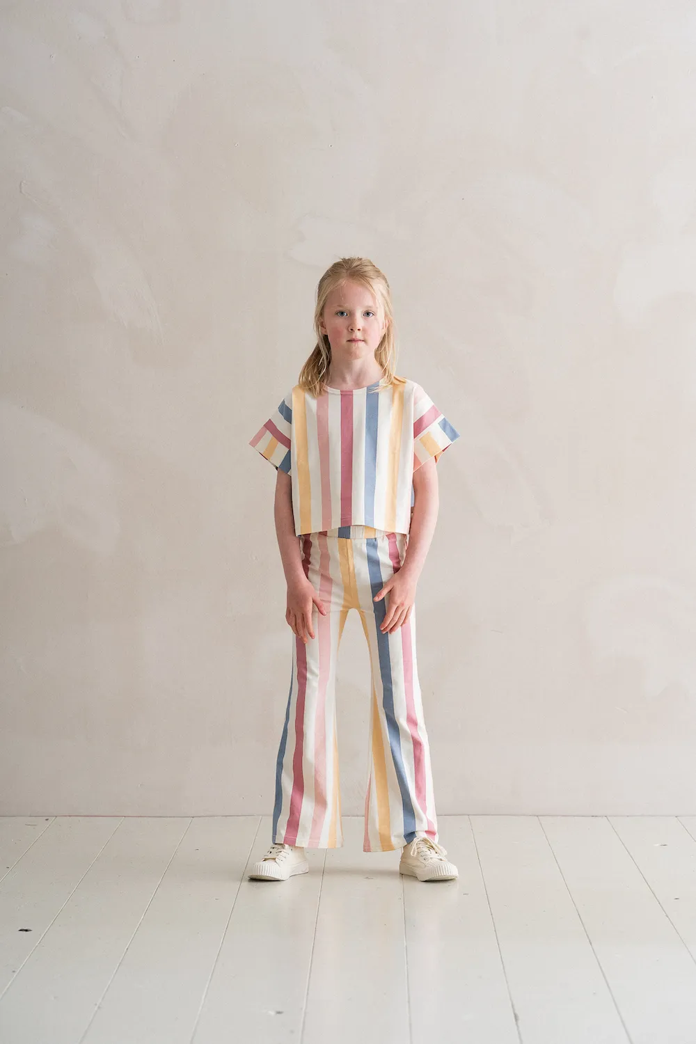 House of Jamie flared broek rainbow stripes gekleurde strepen