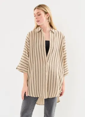      Ichi Iafoxa Striped Beach Sh - Beige   