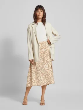 ICHI Midirok met all-over print, model 'TAMIKO' in beige
