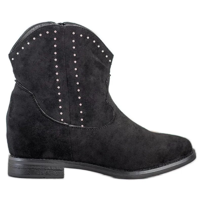 Ideal Shoes Modieuze zwarte cowgirls