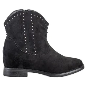 Ideal Shoes Modieuze zwarte cowgirls