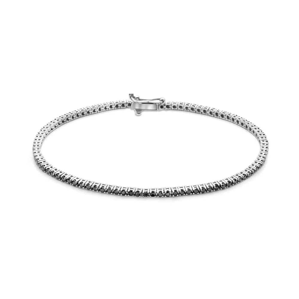 Isabel Bernard De la Paix Cecile 14 Karaat Witgouden Tennis Armband | Zwarte Diamant 1.47 ct |