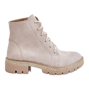 Lewski Shoes Platte laarzen Leski Shoes 3285 Lichtbeige