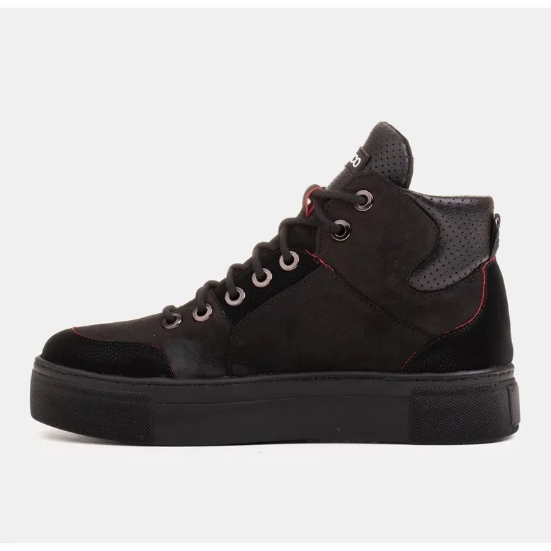 Marco Shoes Lichte sportenkellaarsjes van hoogwaardig natuurlijk nubuck zwart