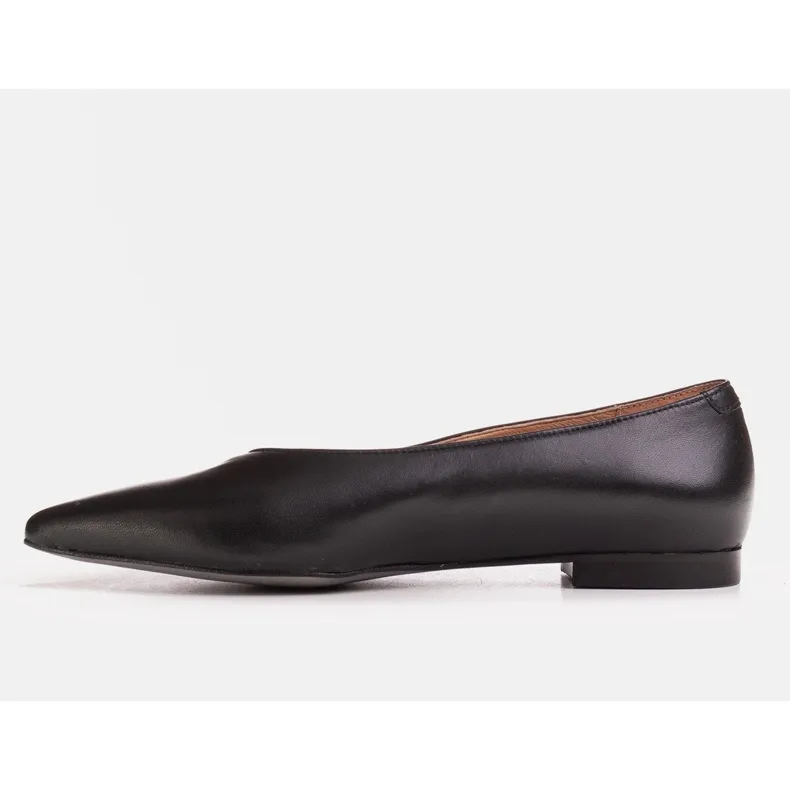 Marco Shoes Zwarte nerfleer ballerina's
