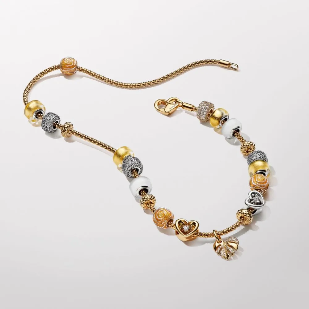 Pandora Moments Gold Plated Sprankelend Monstera Blad Hangende Bedel