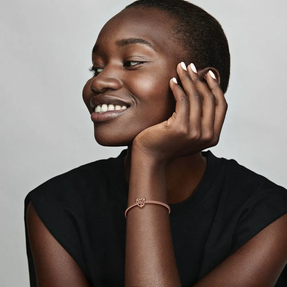Pandora People Rose Gold Plated Opengewerkte Stamboom Hart Bedel