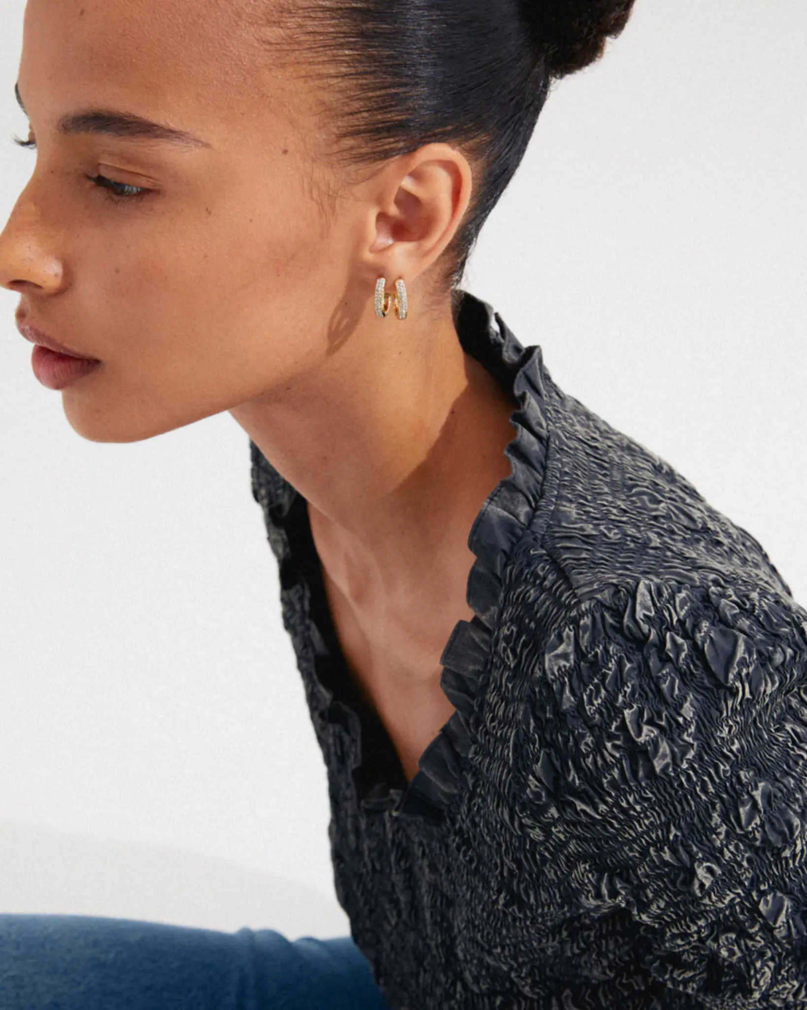 PILGRIM PILGRIM BLOOM RECYCLED CRYSTAL HOOP EARRINGS GOLDPLATED