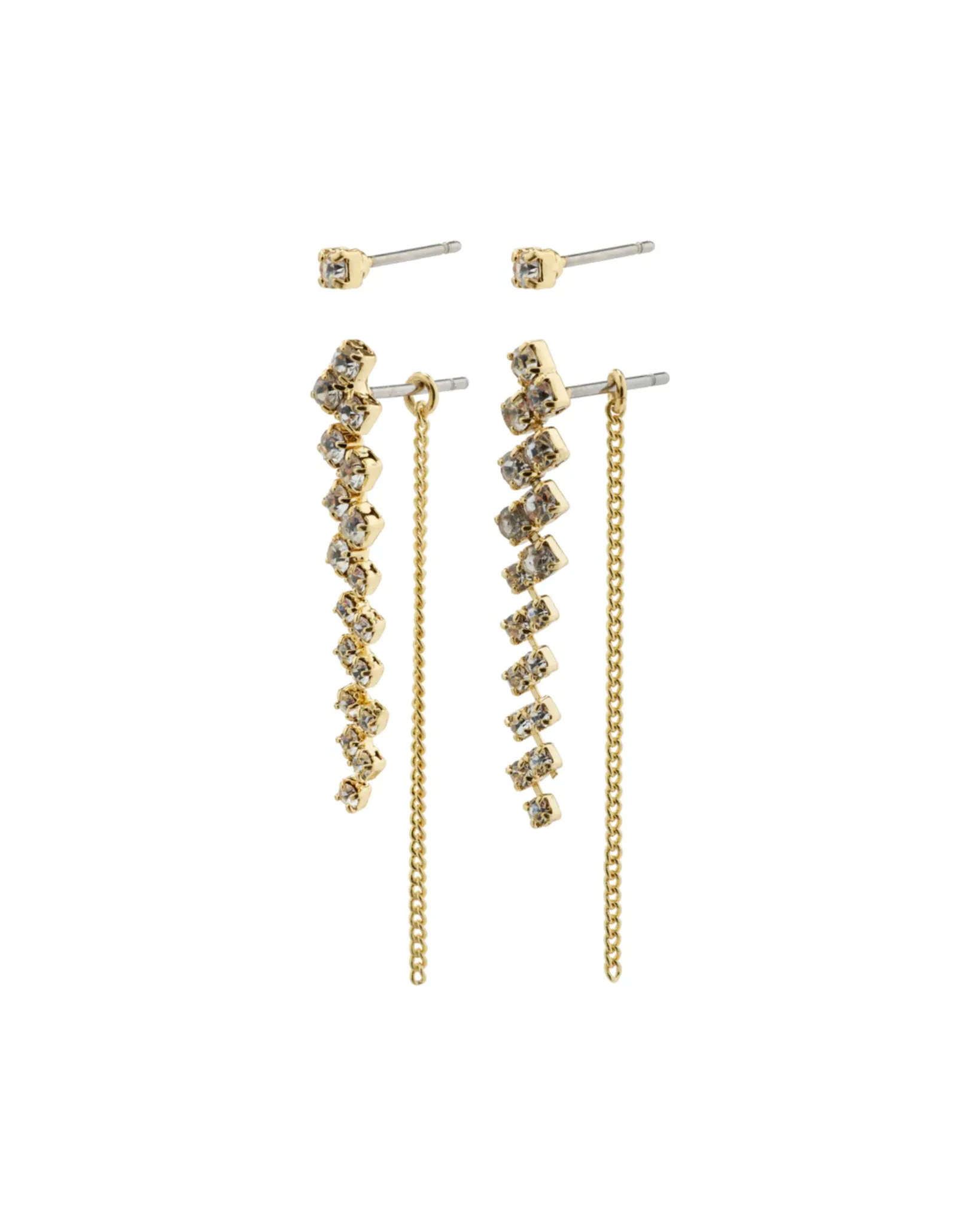 PILGRIM PILGRIM JOLENE RECYCLED CRYSTAL EARRINGS 2IN1 SET GOLDPLATED