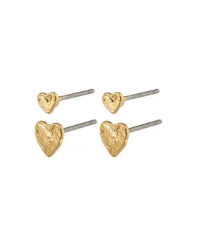 Pilgrim Pilgrim SOPHIA recycled heart stud earrings 2-in-1 set gold-plated