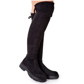 PS1 Zwarte Selina suède overknee laarzen