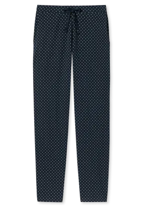 SCHIESSER Mix+Relax loungebroek lang, dames loungebroek lang jersey stippen donkerblauw patroon