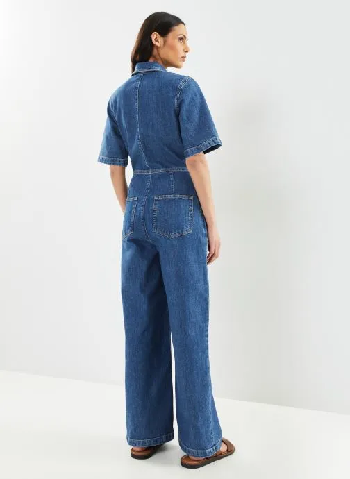      SELECTED FEMME SLFBELLA 2/4 MARINE BLUE DENIM JUMPSUIT  BLAUW   
