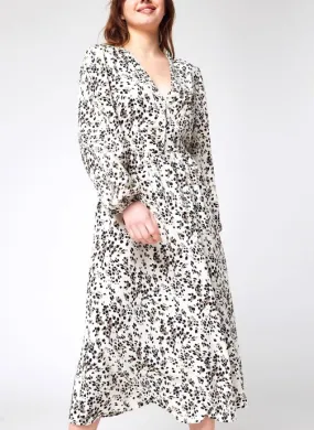      Selected Femme Slfbeth Ls Aop Midi Dress M - Beige   