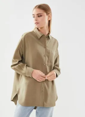      Selected Femme Slfemberly Ls Long Shirt B - Groen   