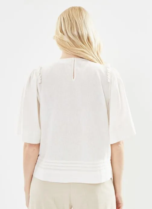      SELECTED FEMME SLFHILLIE 2/4 LINEN TOP B  WIT   