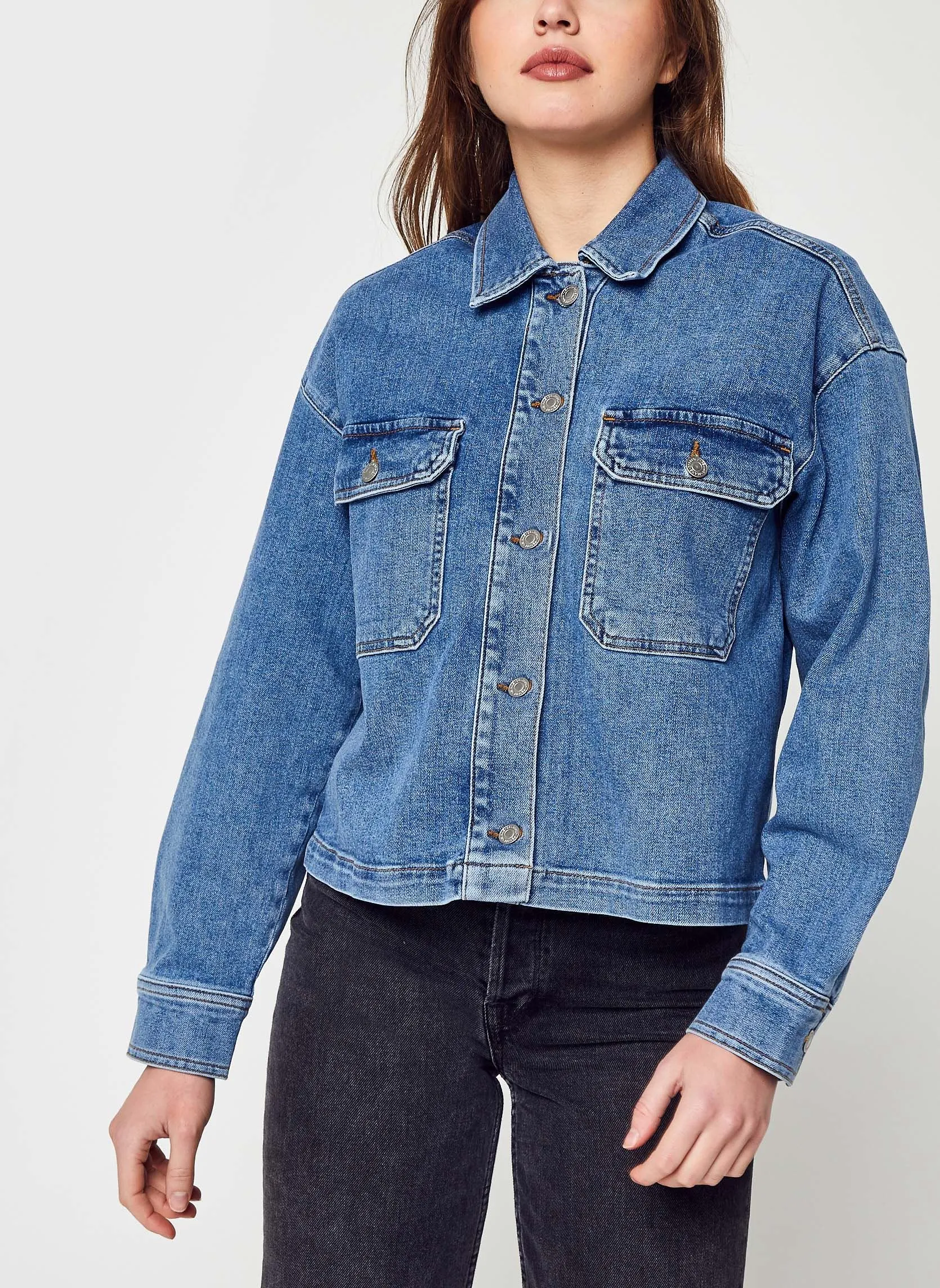      SELECTED FEMME SLFKARLA LS MID BLUE DENIM JACKET U  BLAUW   