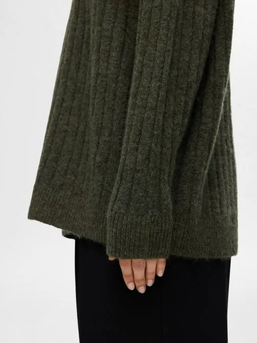      SELECTED FEMME SLFMALINE LS KNIT HIGH NECK NOOS  GROEN   