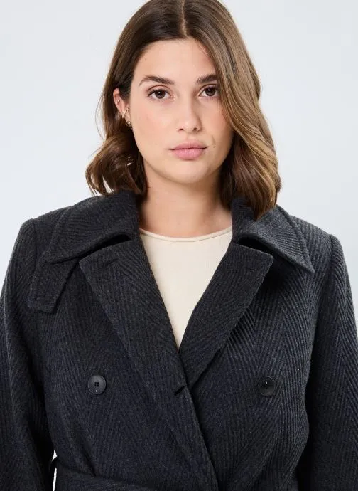      SELECTED FEMME SLFUNA WOOL TRENCH COAT  GRIJS   
