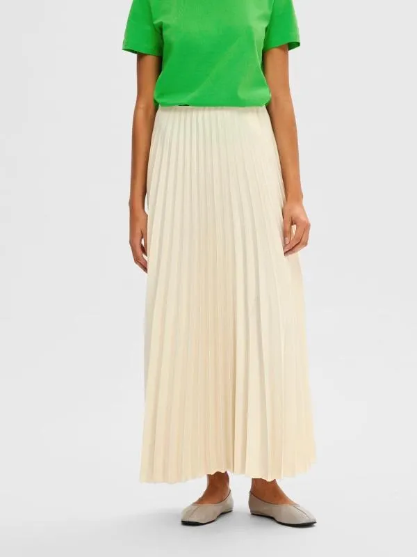Selected Femme Tina maxi ankle plisse skirt birch