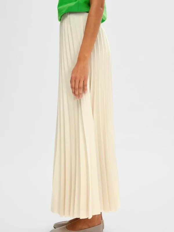 Selected Femme Tina maxi ankle plisse skirt birch