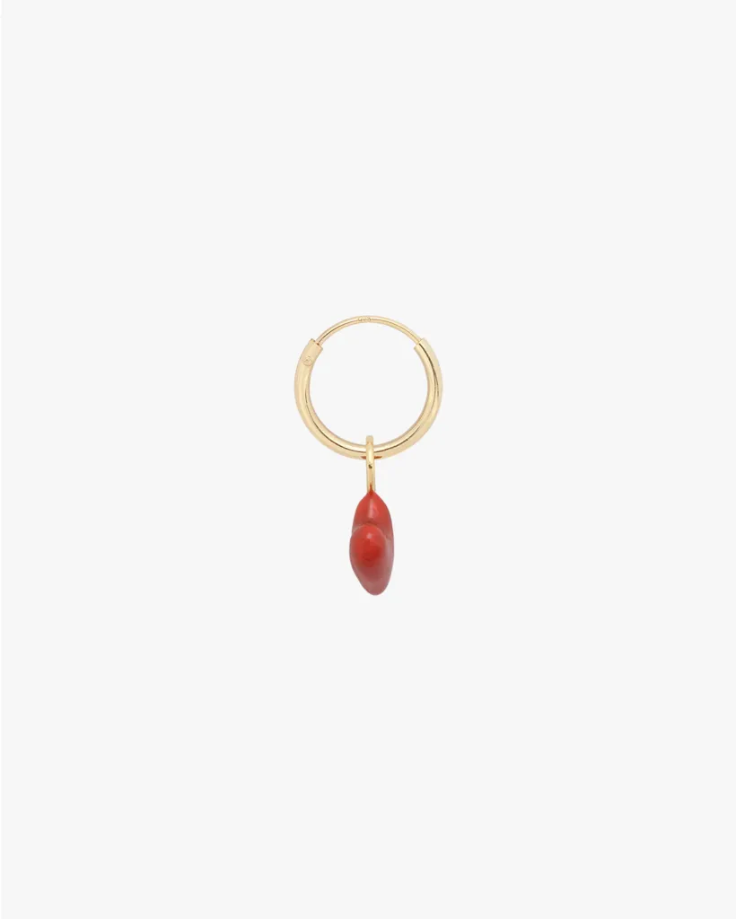 Single Heart Beat Ring Earring Gold Plated