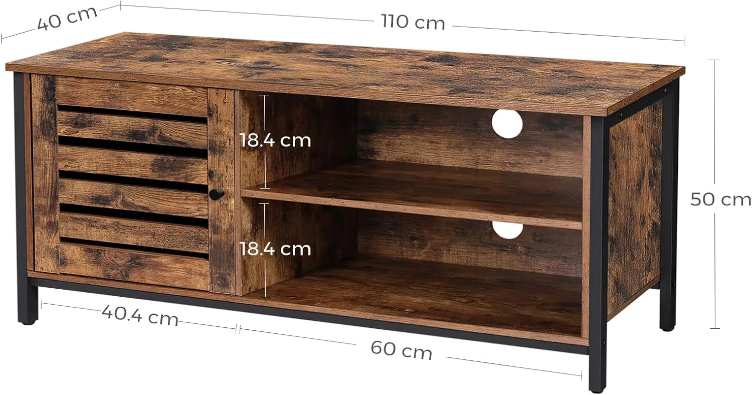 TV meubel, voor tv’s tot 50 inch, tv console, tv standaard, kast met lamellendeur, 2 planken, woonkamer, slaapkamer, industrieel