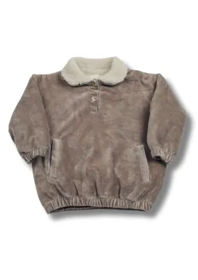 Two You Label Rib Trui met borgkraag Taupe