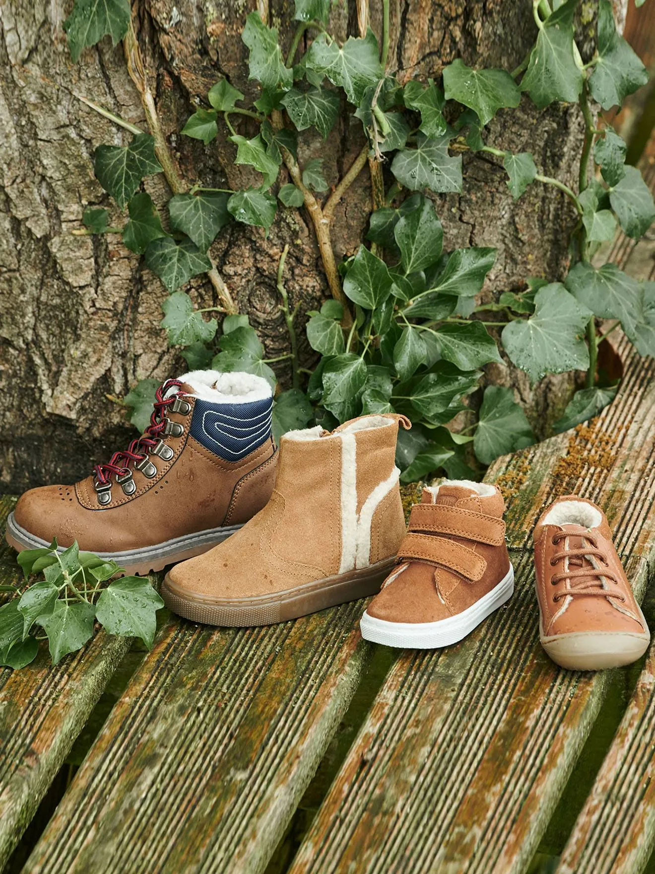 VERTBAUDET  HALFGEVOERDE LEREN SNEAKERS VOOR BABY  LICHTBRUIN