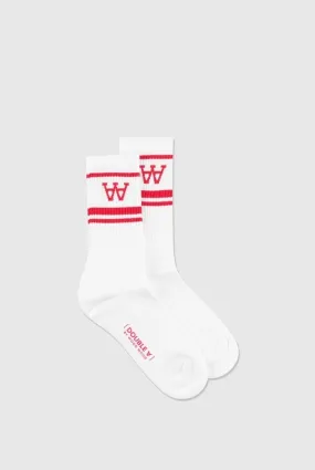 Wood Wood Con 2-Pack Sokken Wit Rood