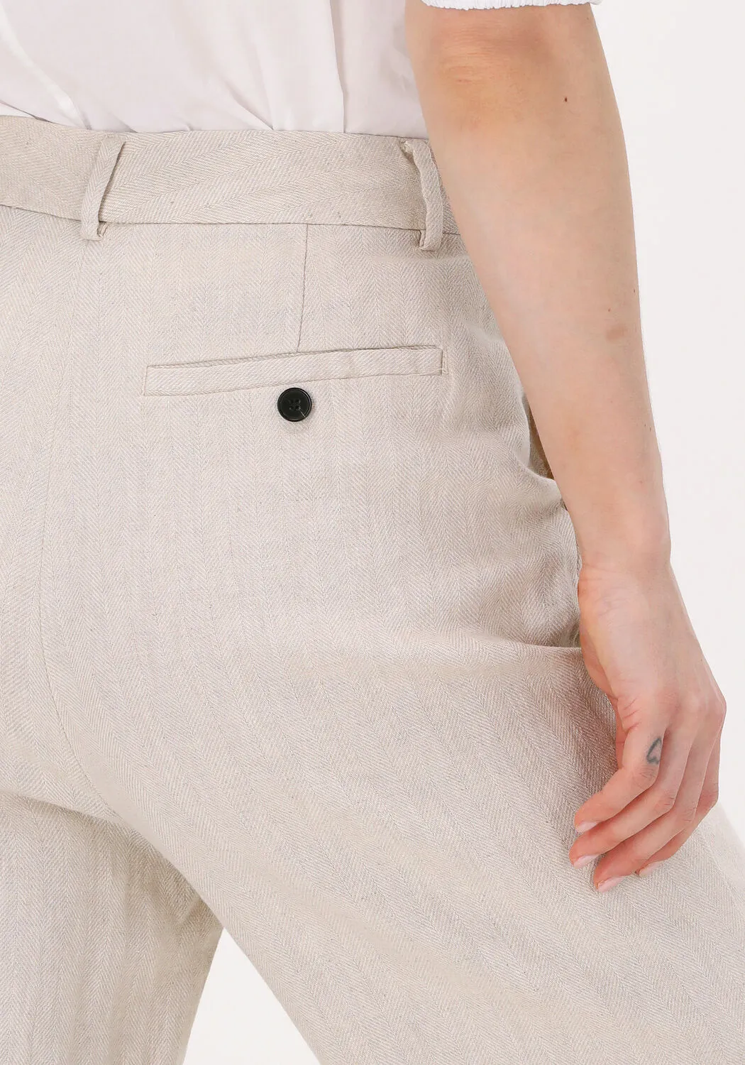zand co'couture wijde broek linen flare pants
