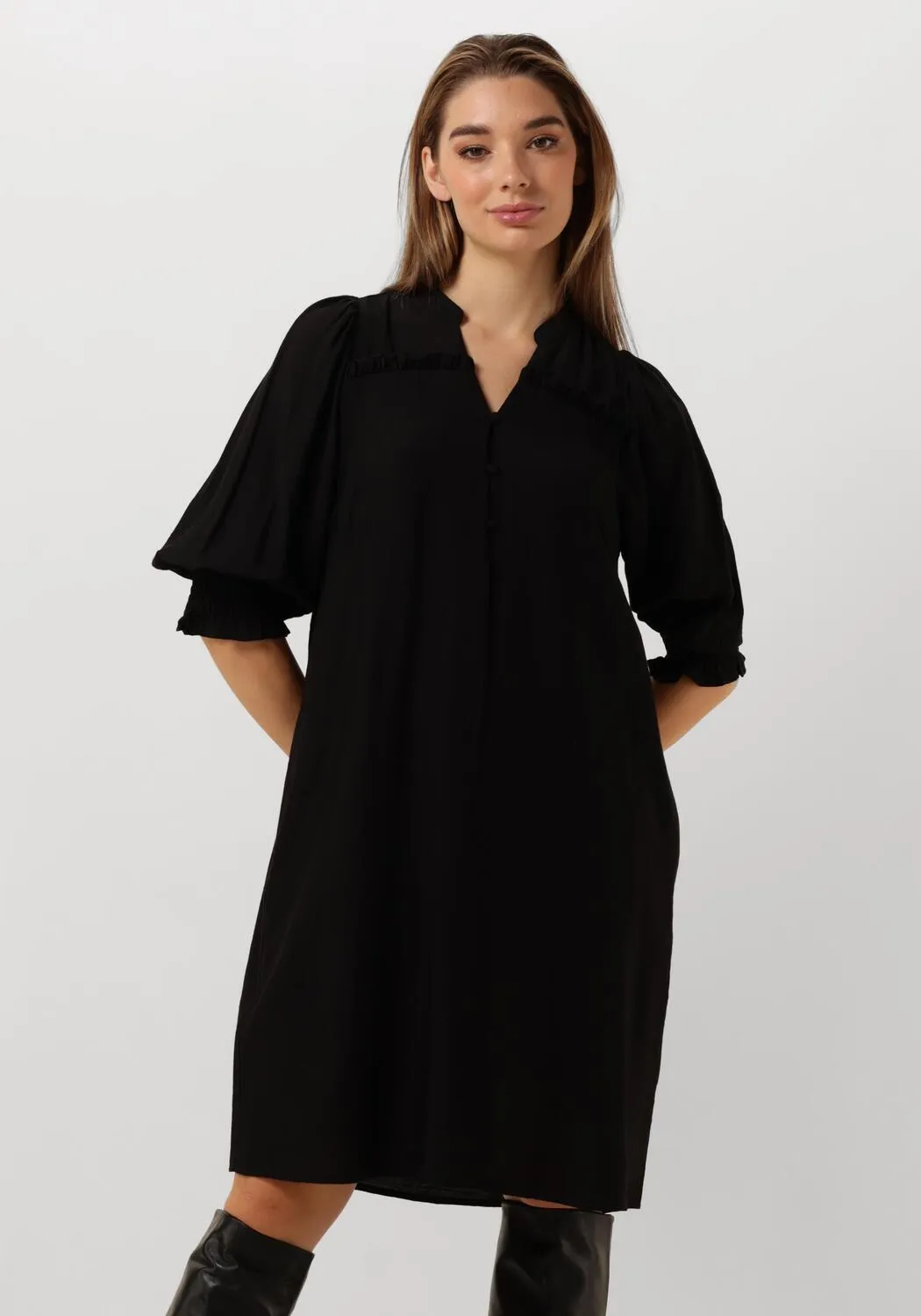 zwarte co'couture mini jurk hera frill crop dress